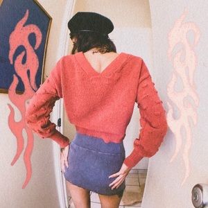 Cropped soft orange/salmon sweater